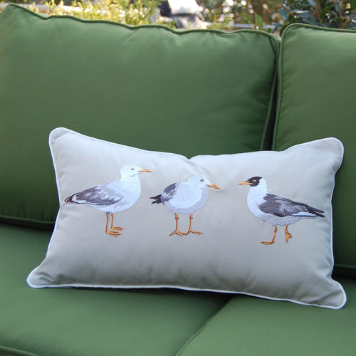 Rightside Design's Seagull Flash Mob Outdoor Pillow Featured in Seaside Retailer's Seaworthy Ideas