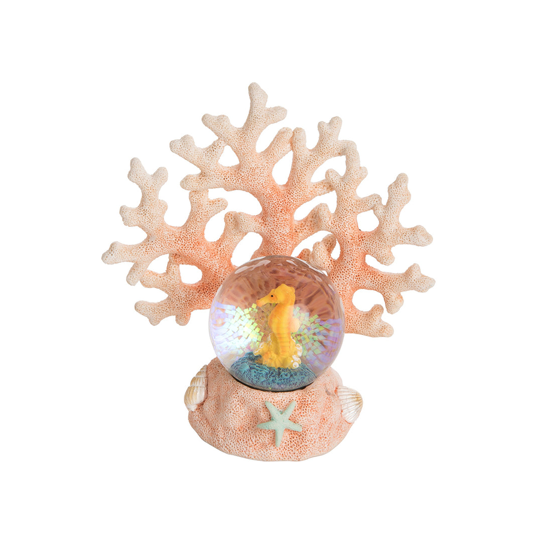 45 mm. Polyresin Pink Coral Seahorse Water Ball