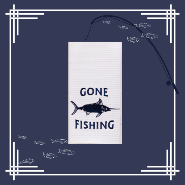 C&F Home's Gone Fishing Embroidered Waffle Weave Towel featured in the May/June Issue of Souvenirs, Gifts, & Novelties