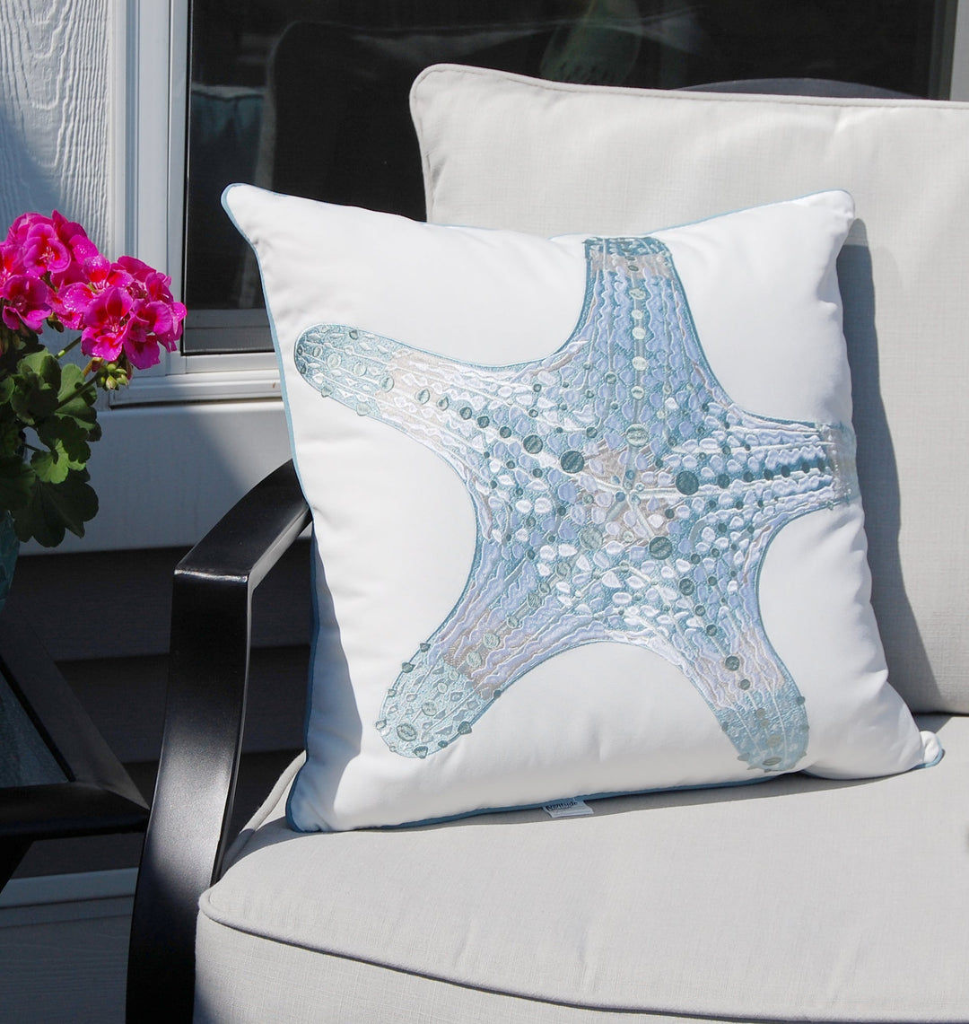 Rightside Design's Sea Glass Sea Star Indoor Outdoor Pillow featured in Seaside Retailer's Seaworthy Ideas