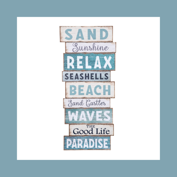 Beachcombers Coastal Life's Sand Sunshine Relax Wall Decor featured in Seaside Retailer's Product Showcase