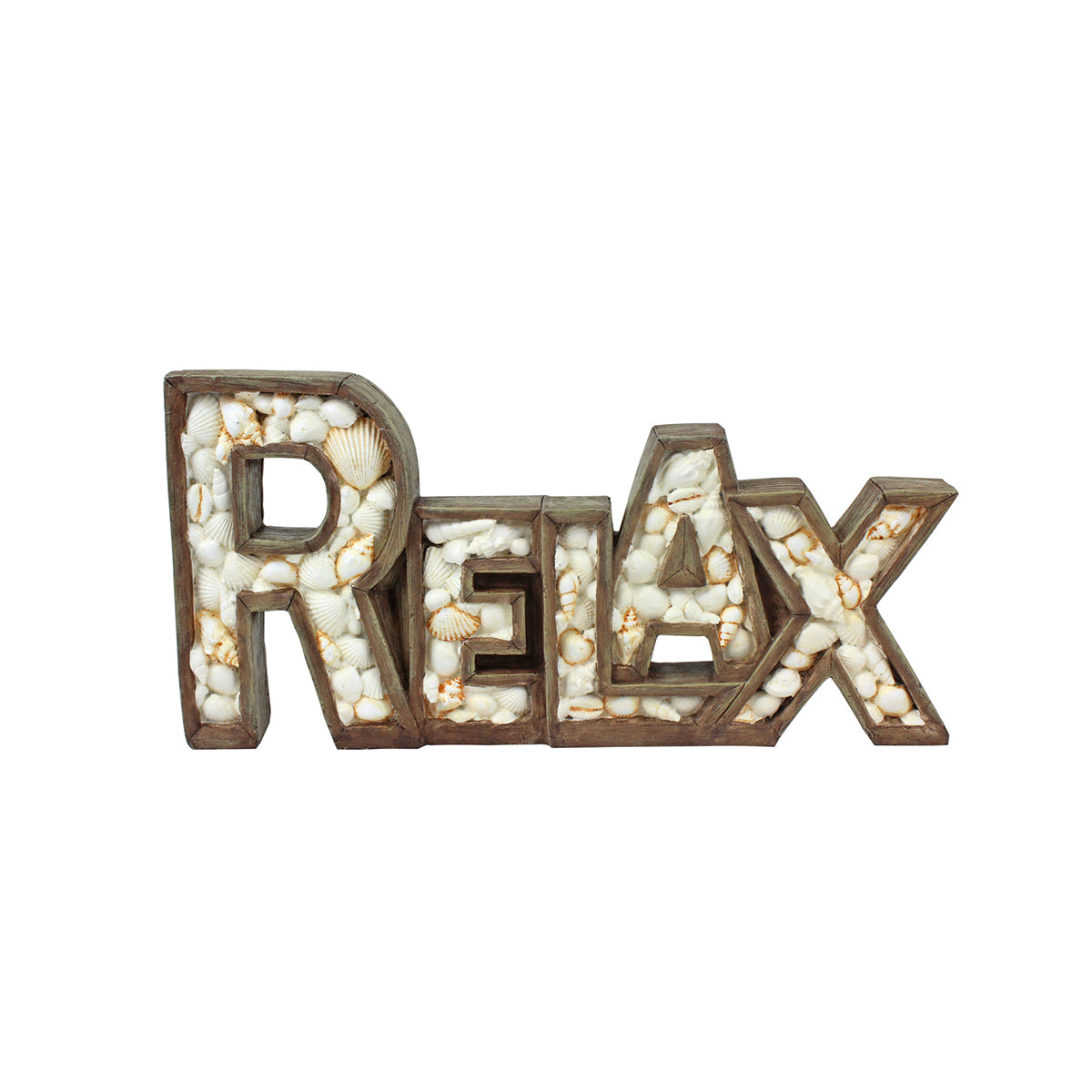 Relax. Sign Shell 13.8 in. Relax Shell & Wood Style Figurine – C&F Enterprises, Inc.